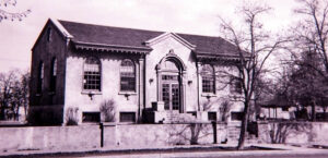 Historic building among trees